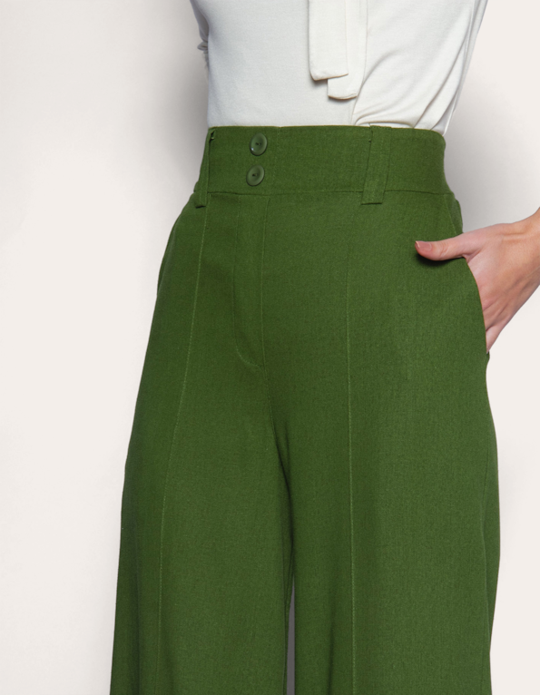 Calça pantalona linho blend Verde medio