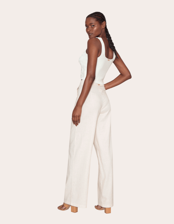 Calça pantalona linho Cru