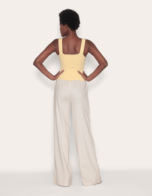Calça pantalona linho Off white