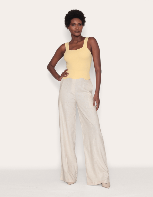 Calça pantalona linho Off white