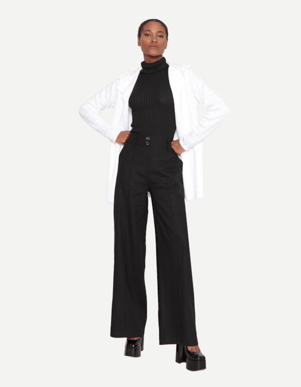 Calça pantalona linho Preto