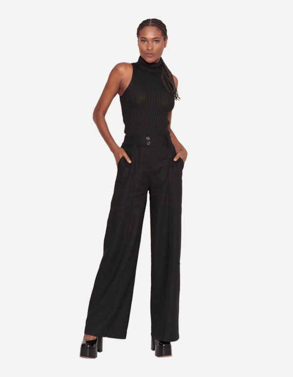 Calça pantalona linho Preto
