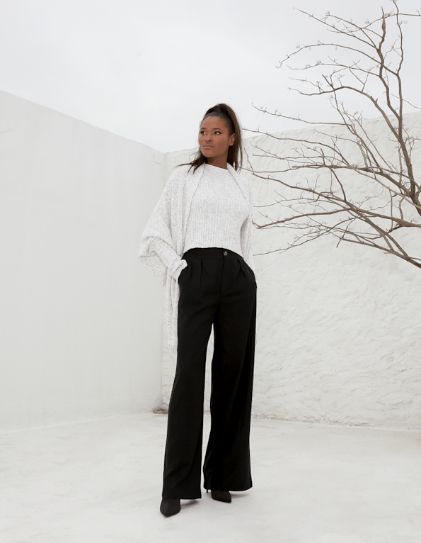 Calça pantalona linho Preto