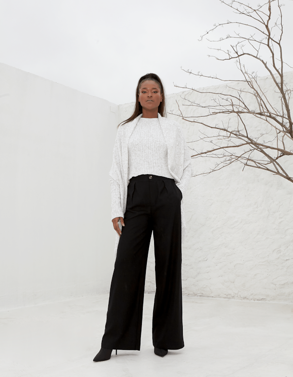 Calça pantalona linho Preto