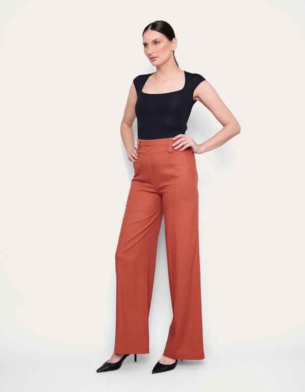 Calça pantalona linho Terracota