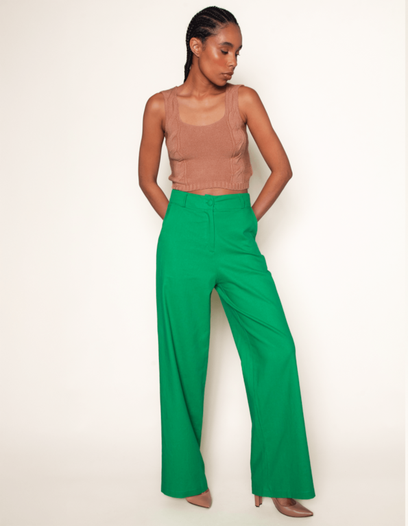 Calça pantalona linho Verde