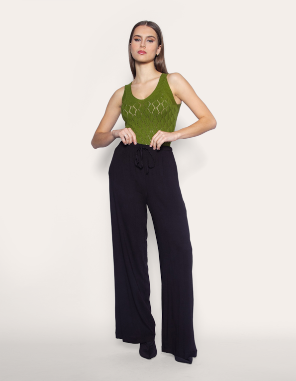 Calça pantalona Preto