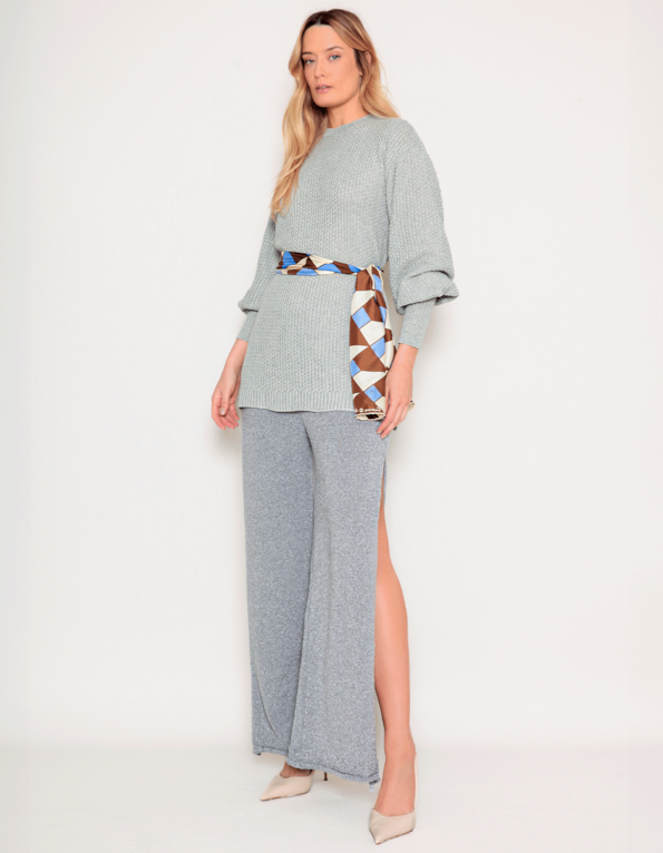 Calça pantalona tricot