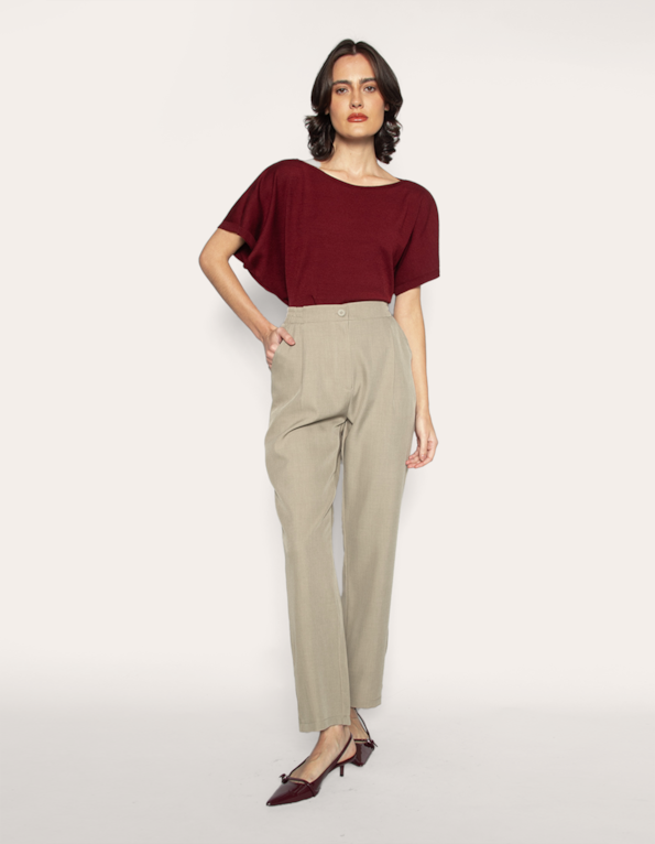 Calça reta alfaiataria Cinza claro