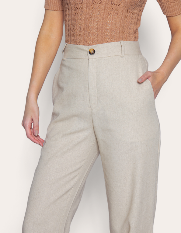 Calca reta alfaiataria linho blend