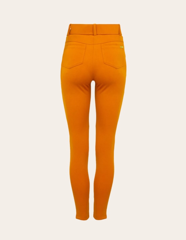 Calça skinny com cinto Laranja