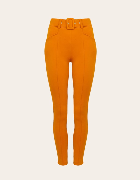 Calça skinny com cinto Laranja