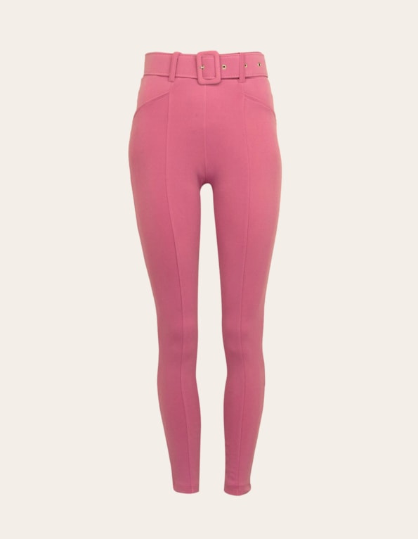 Calça skinny com cinto Rosa