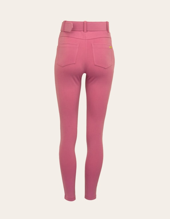 Calça skinny com cinto Rosa