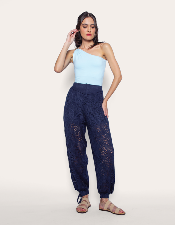 Calça tricot aladim Azul escuro