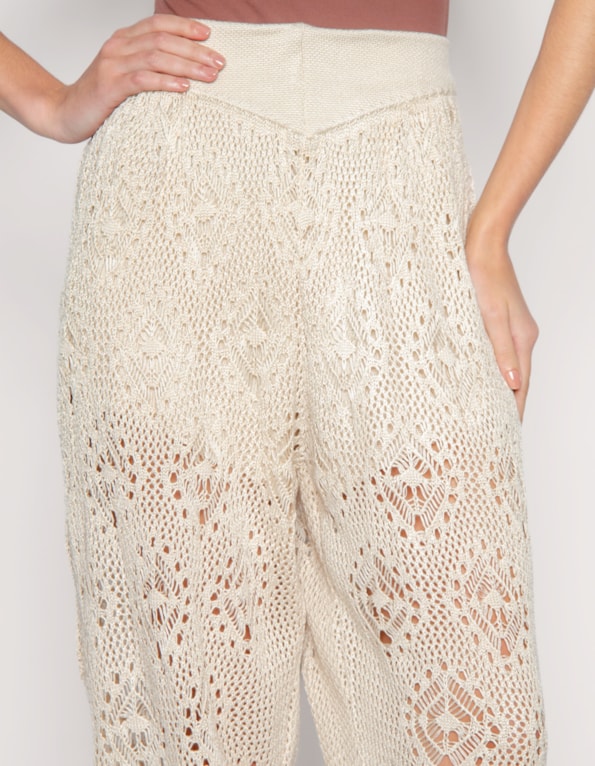 Calça tricot aladim Bege claro