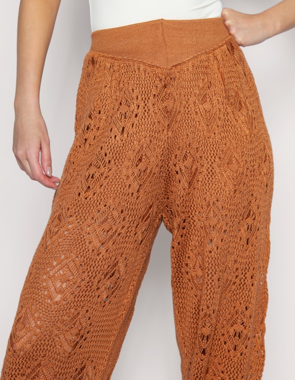 Calça tricot aladim Marrom claro