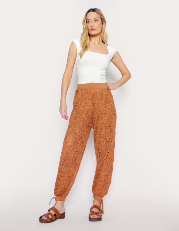 Calça tricot aladim Marrom claro