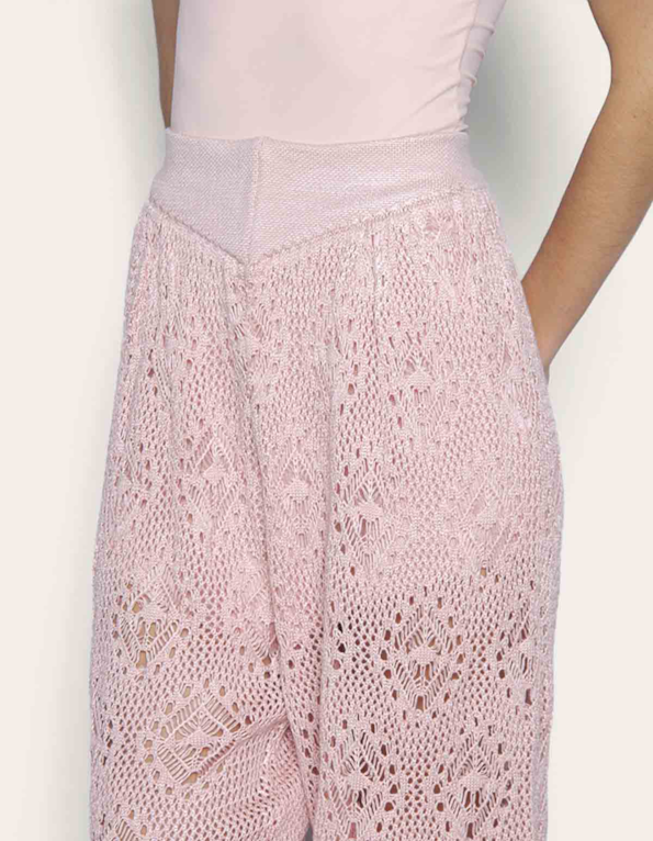 Calça tricot aladim Rosa claro