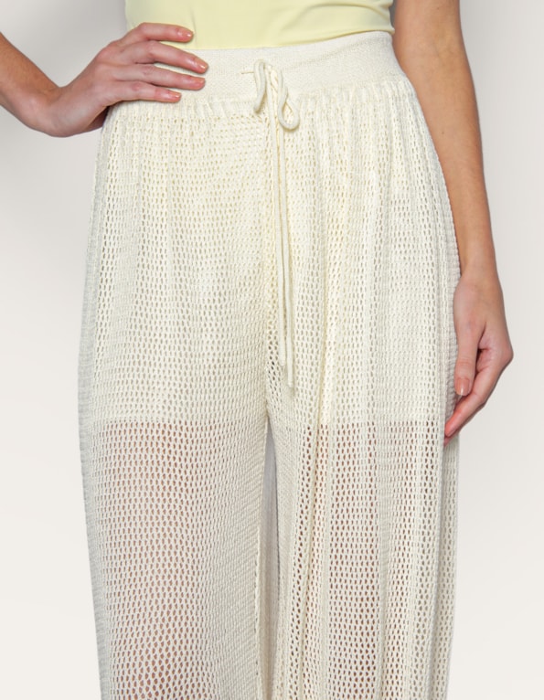 Calça tricot aladin furadinha Bege claro