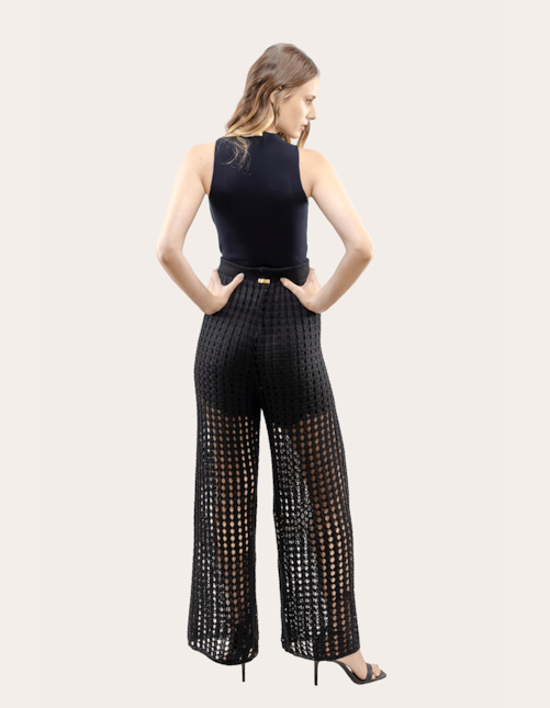 Calça tricot tela Preto