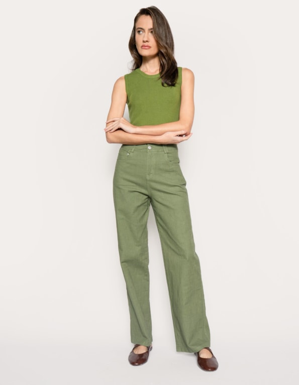 Calça wide leg sarja premium