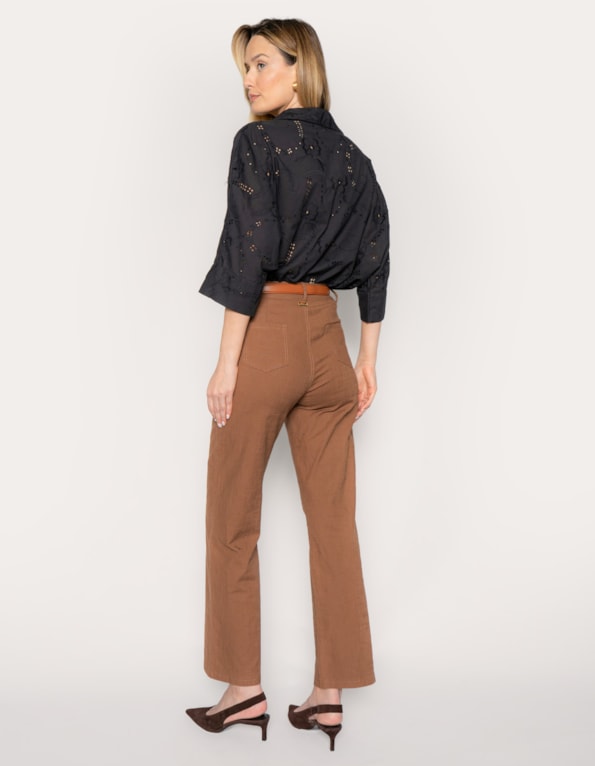 Calça wide leg sarja premium