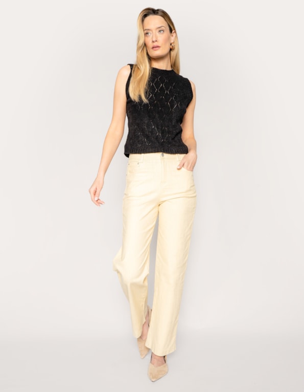 Calça wide leg sarja premium