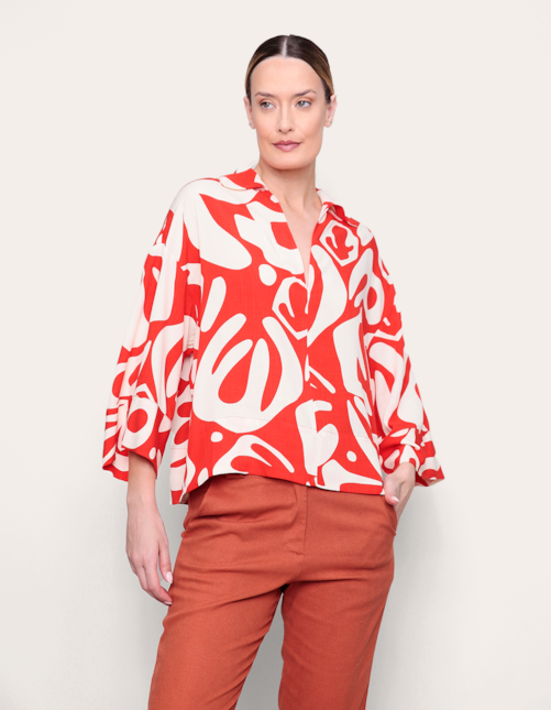 Camisa ampla estampada Abs laranja