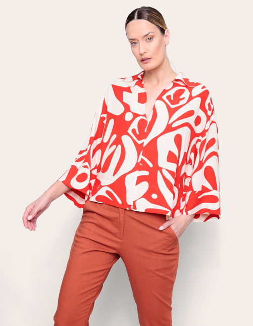Camisa ampla estampada Abs laranja