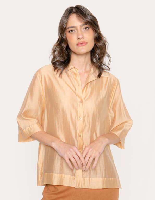 Camisa ampla gaze Bege