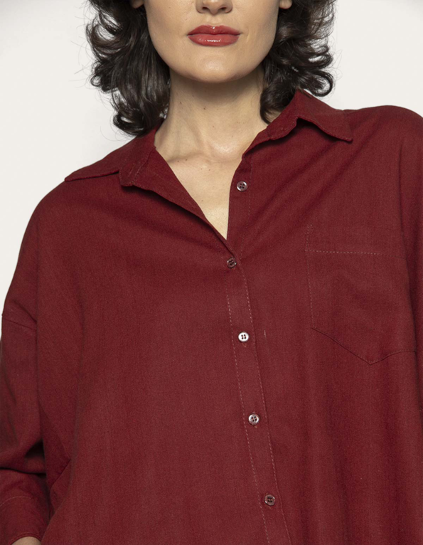 Camisa Boxy Manga 3/4 – Vinho