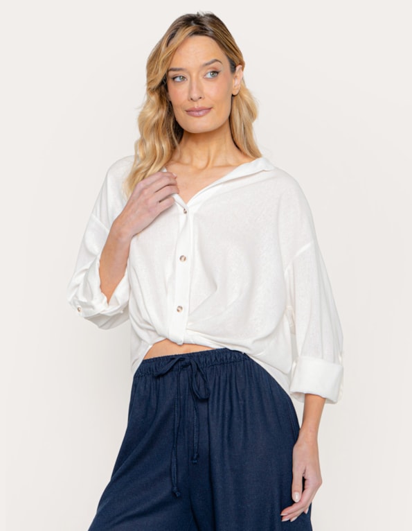 Camisa cachecour linho blend Off white