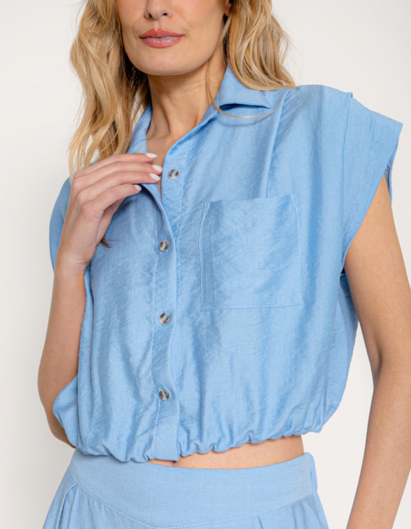 Camisa cavada alfaiataria Azul claro