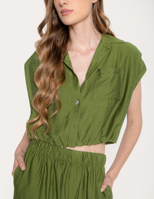 Camisa cavada alfaiataria Oliva medio