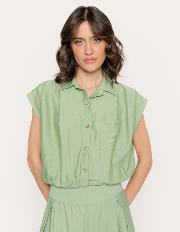 Camisa cavada alfaiataria Verde claro