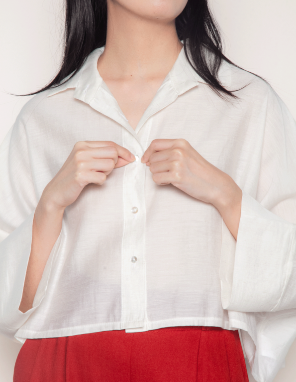 Camisa cropped ampla Off white
