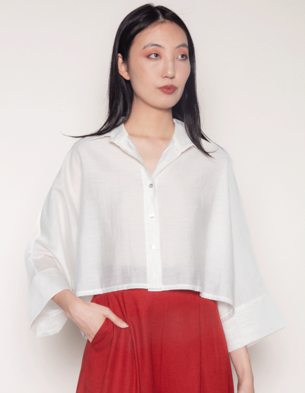 Camisa cropped ampla Off white