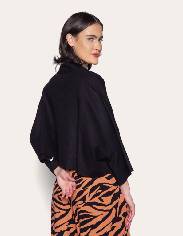 Camisa cropped ampla Preto