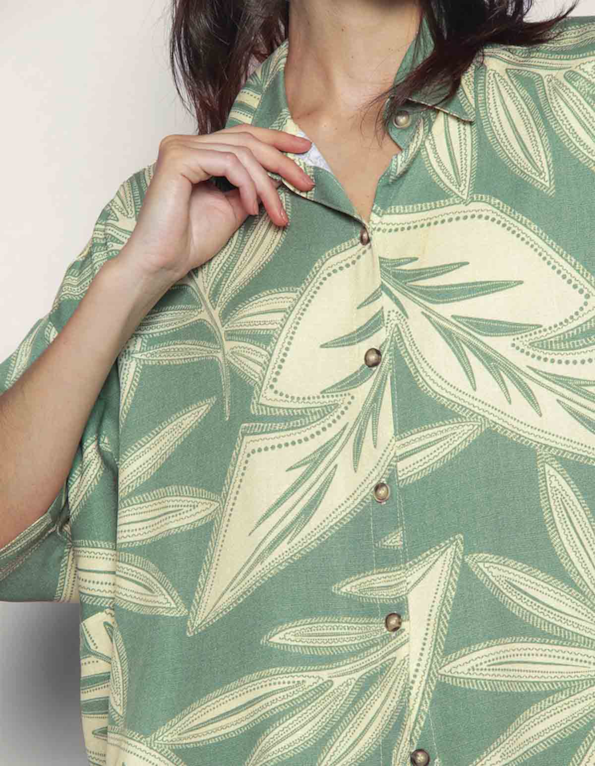Camisa cropped estampada Verde/amarelo claro