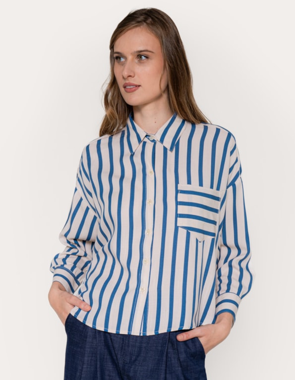 Camisa fluid stripe com bolso