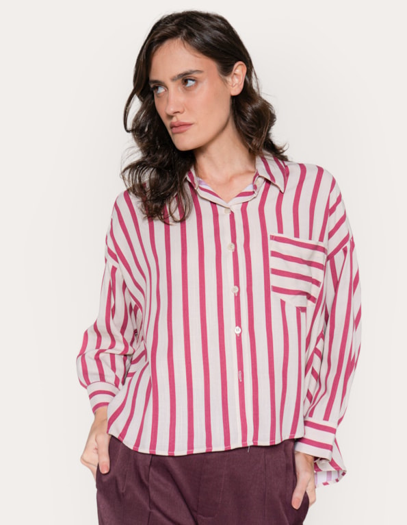 Camisa fluid stripe com bolso