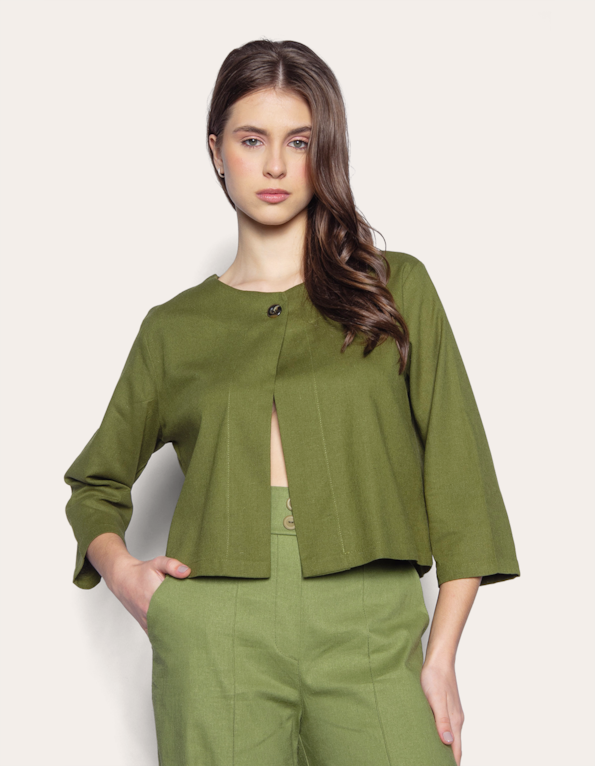 Camisa linho blend Oliva escuro