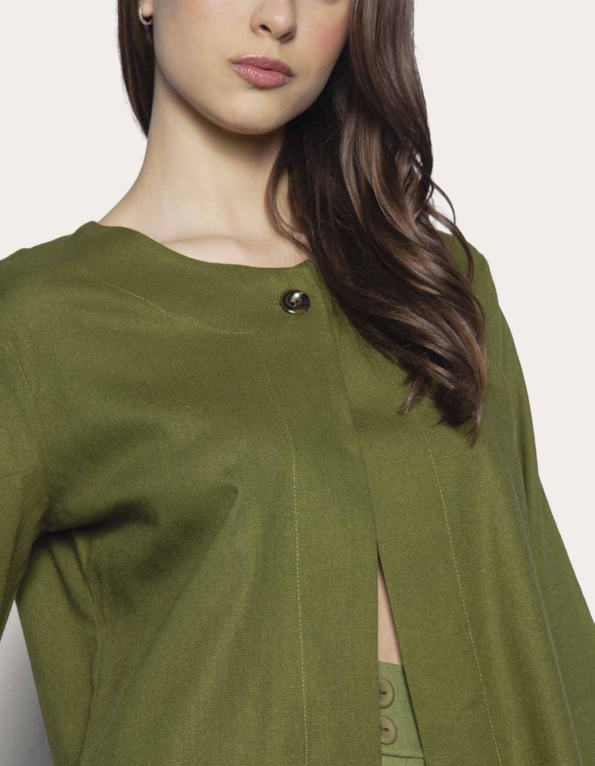 Camisa linho blend Oliva escuro
