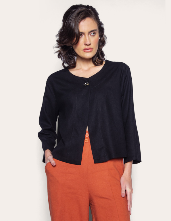 Camisa linho blend Preto