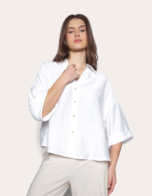 Camisa manga curta ampla Off white