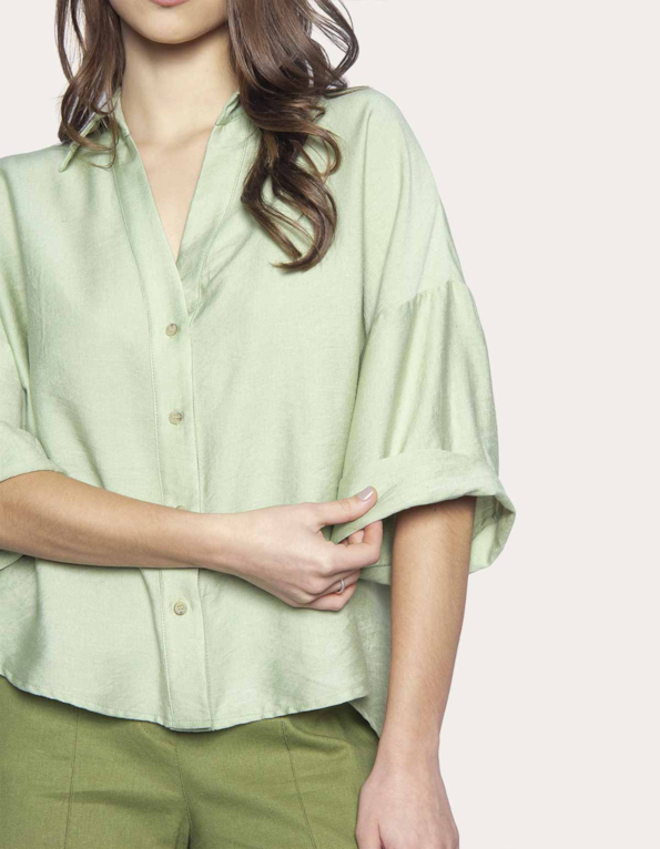 Camisa manga curta ampla Verde claro