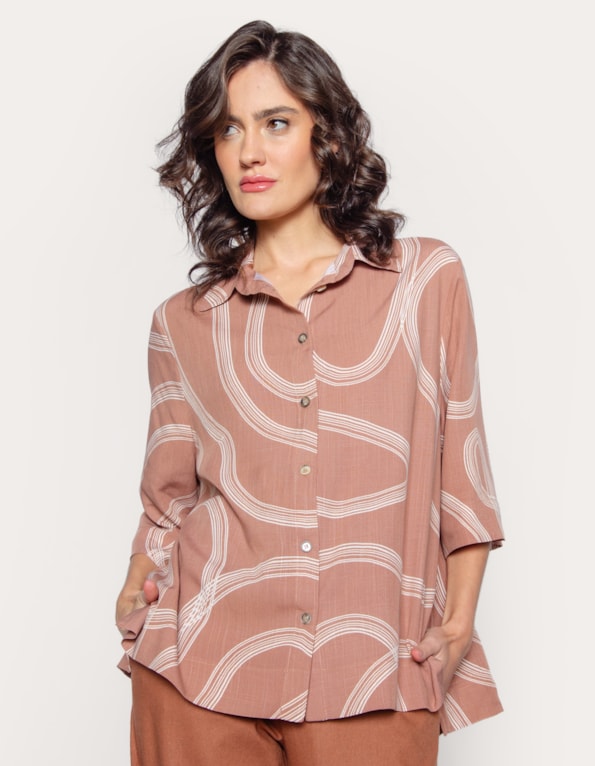 Camisa manga curta estampada Marrom claro
