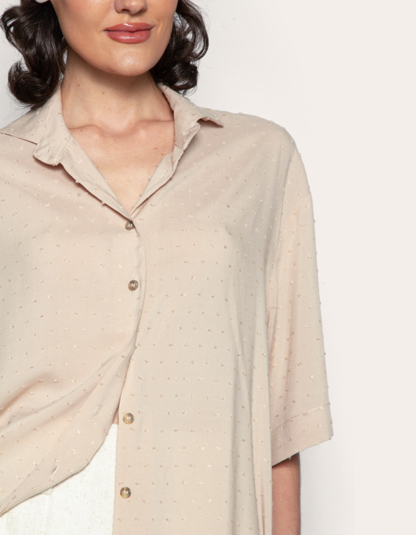 Camisa manga curta oversized Areia