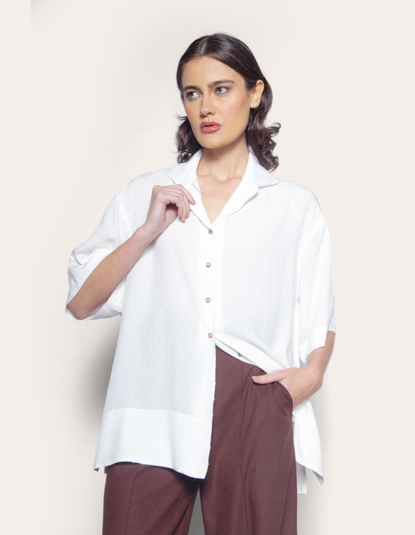 Camisa manga curta oversized Off white